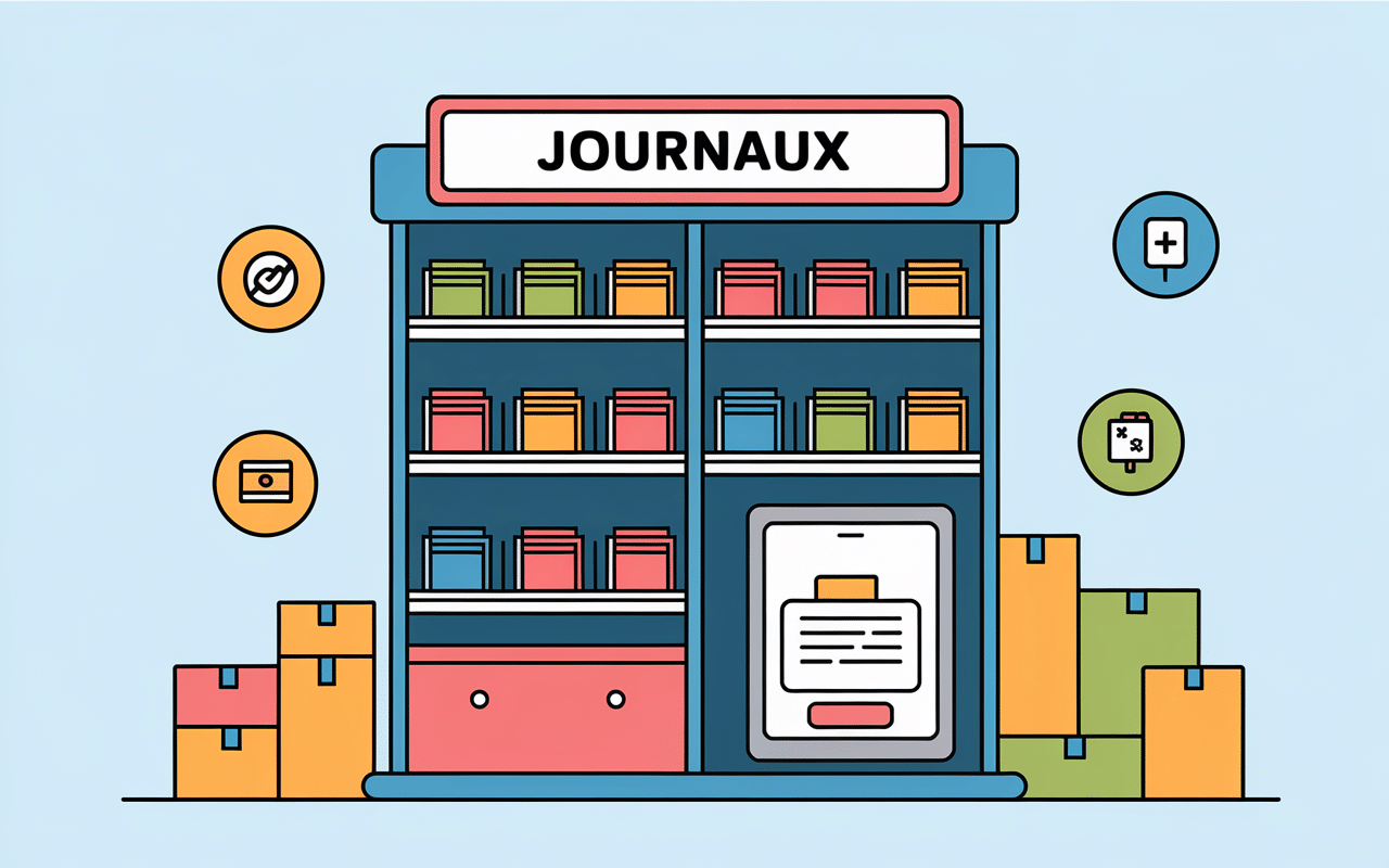 Kiosque avec tablettes et icônes d'abonnement