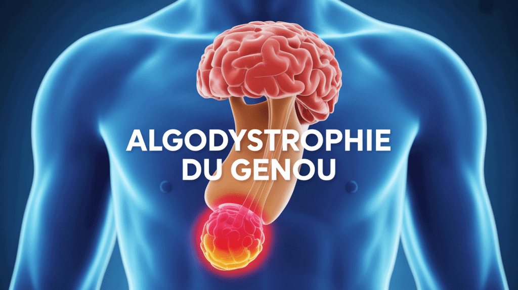Illustration médicale du genou avec douleur