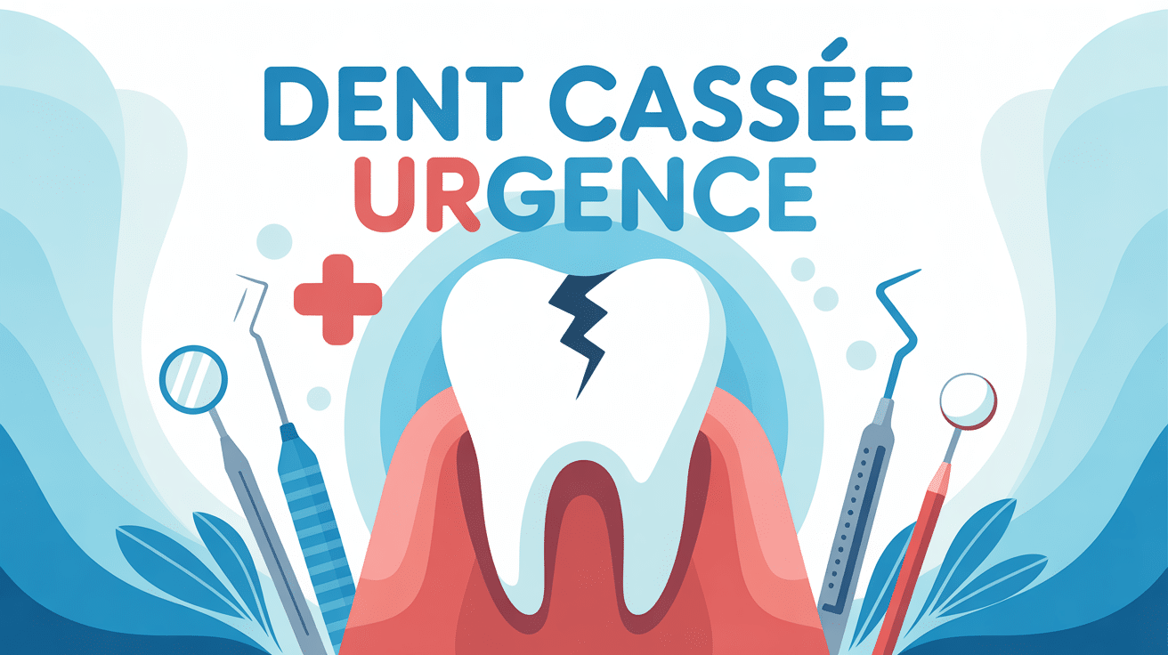 Illustration dent cassée urgence avec éléments médicaux