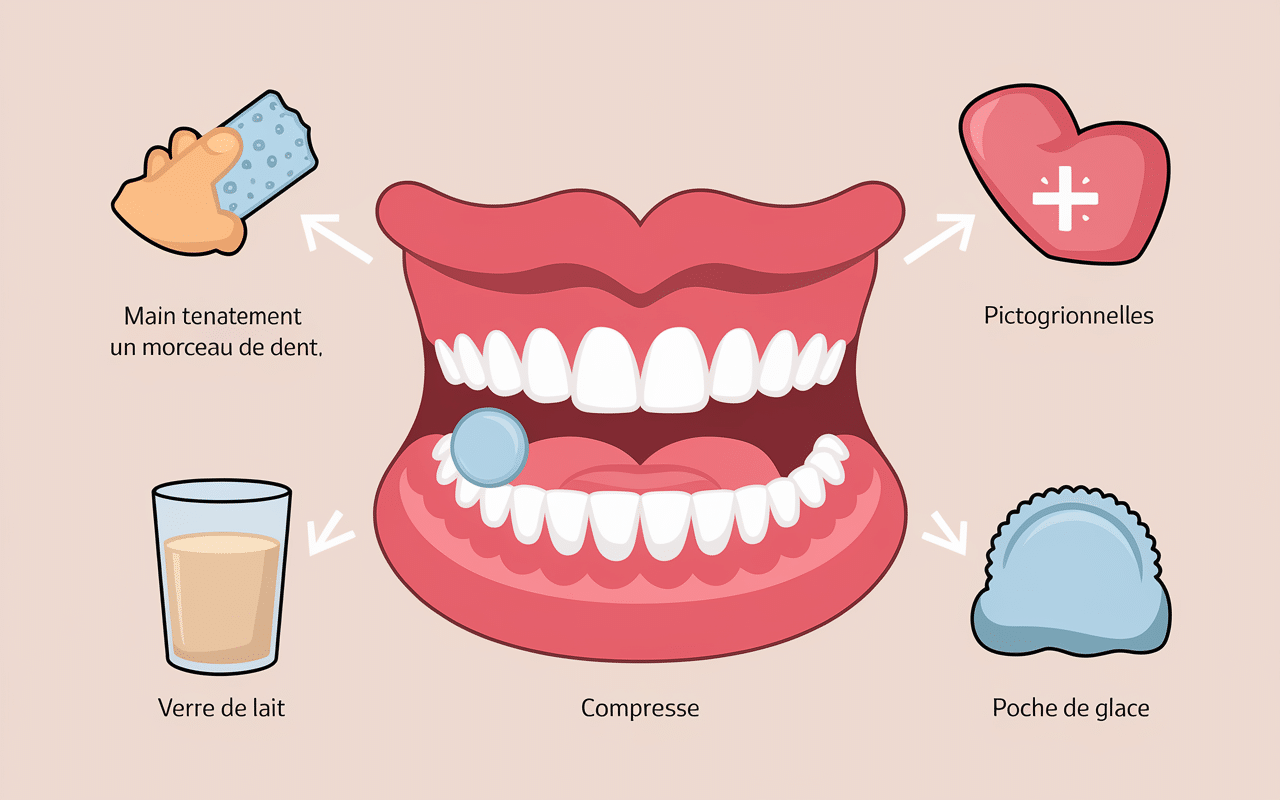 Illustration premiers secours dent cassée urgence