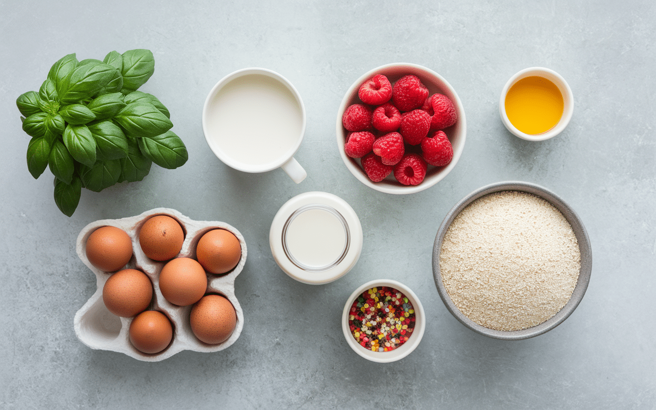 Ingrédients gaufre arc-en-ciel sur table