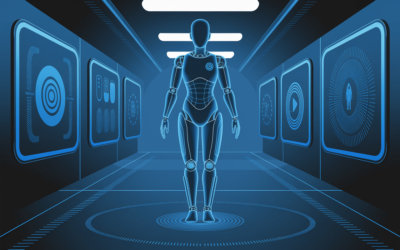 Silhouette avec prothèses et technologie