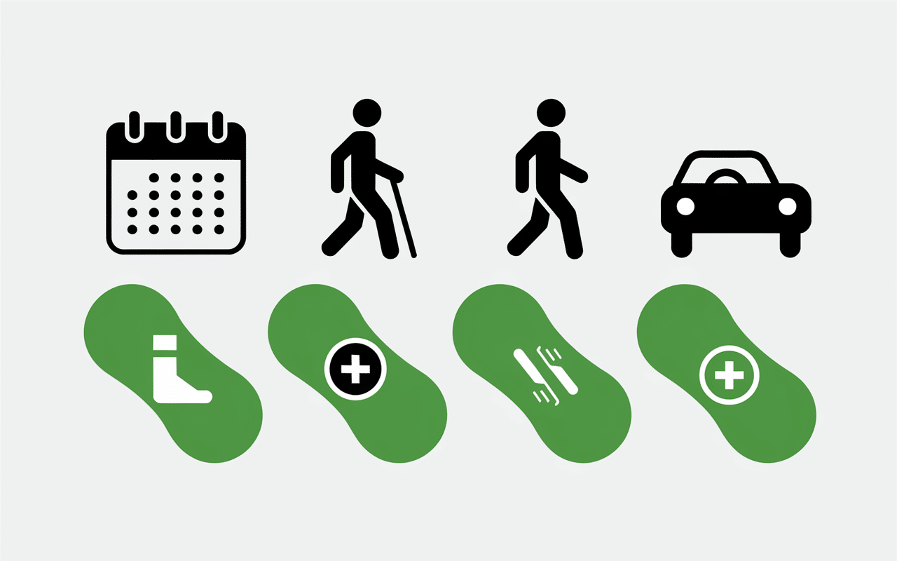infographie étapes conduire après fracture du calcanéum