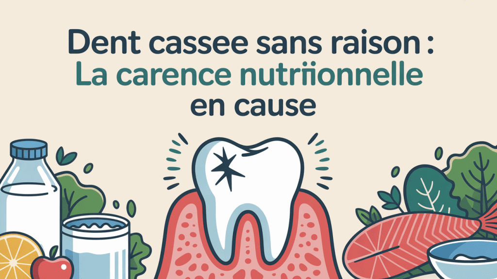 Illustration dent qui se casse carence avec aliments calcium vitamines