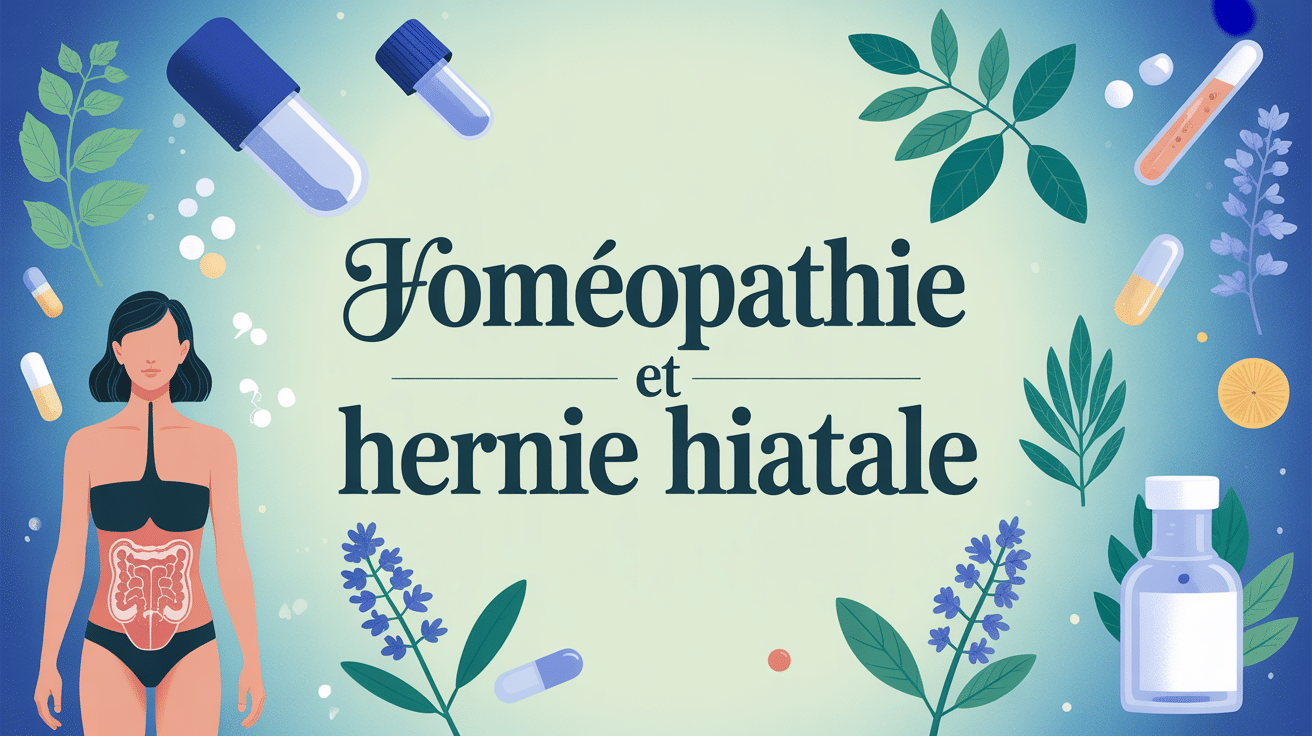 homéopathie et hernie hiatale ou illustration médicale stylisée