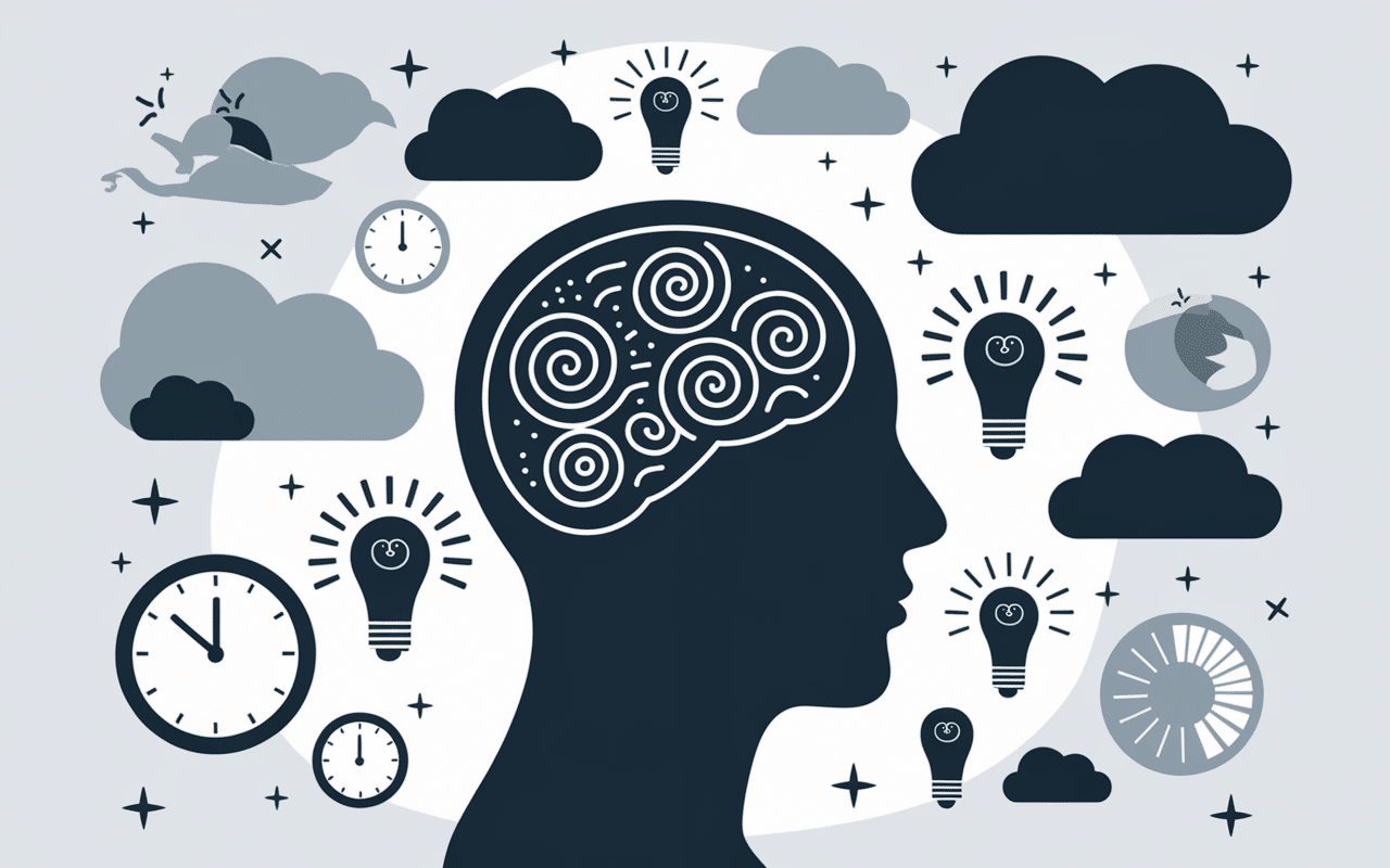 huile essentielle contre rumination mentale silhouette tête pensées stress