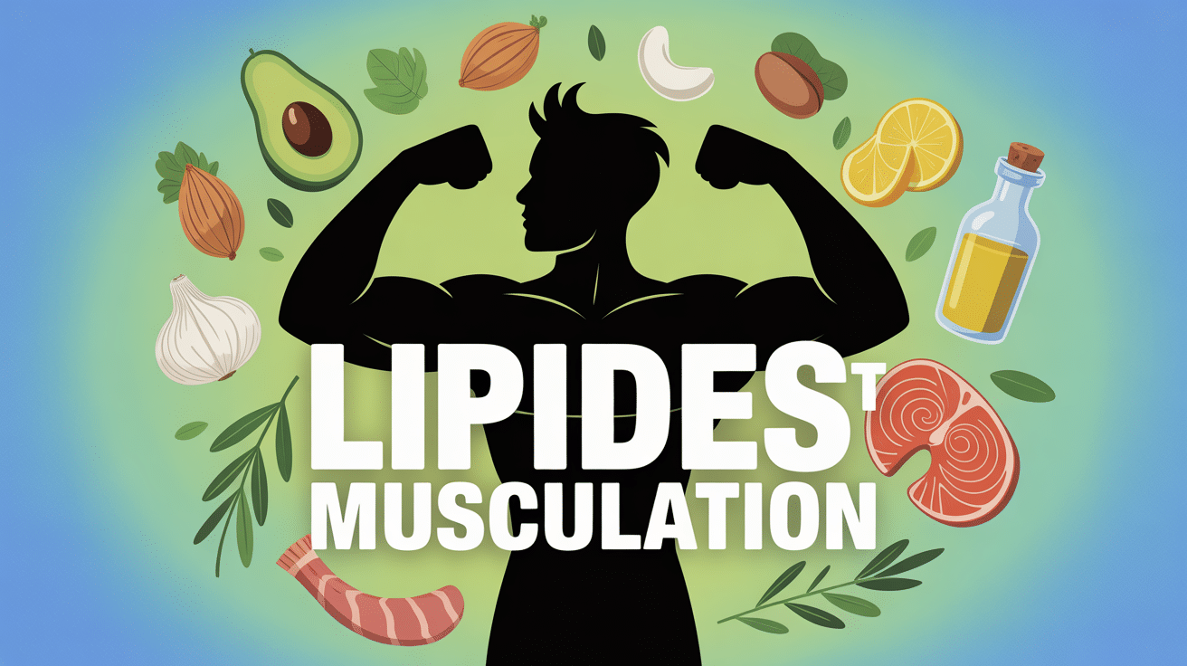 Illustration lipides musculation et aliments sains