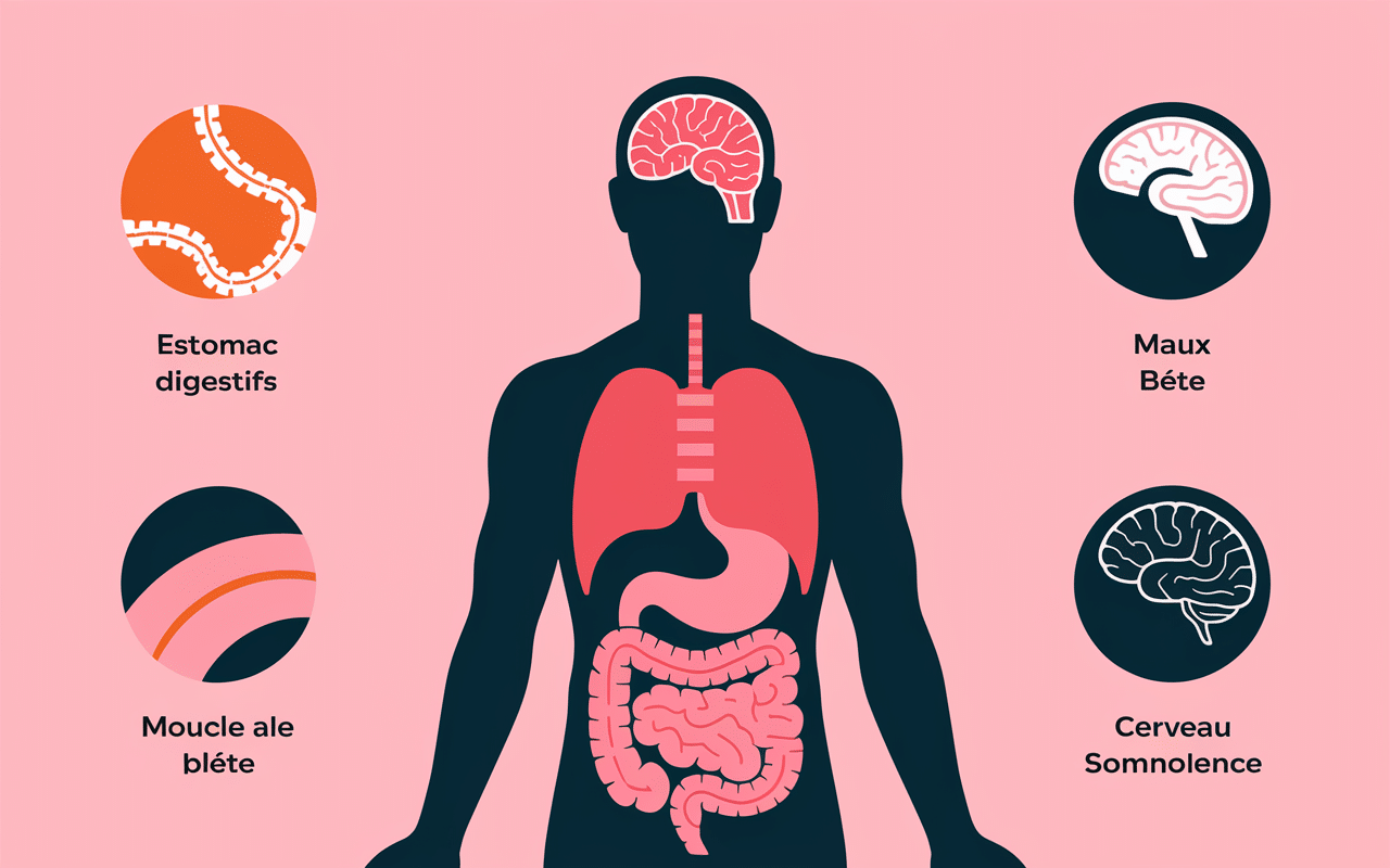 nervicil effets secondaires infographie silhouette humaine