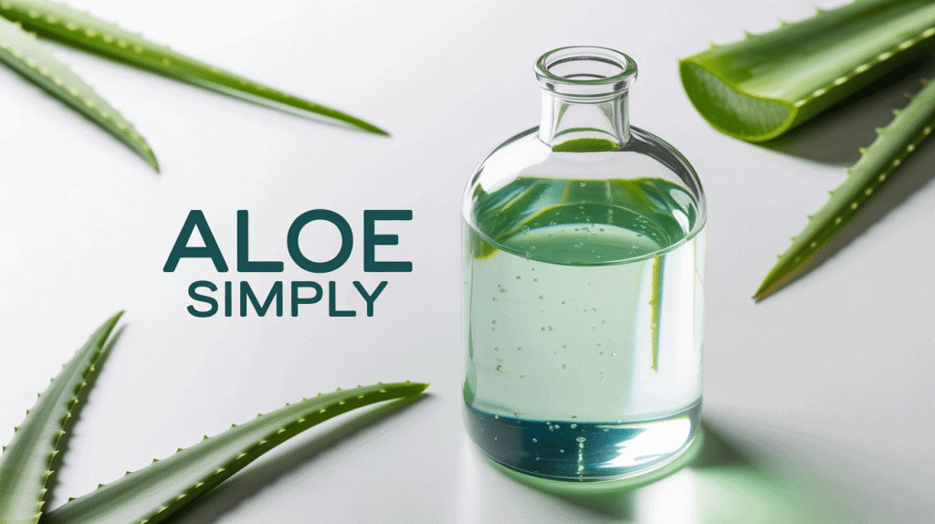 bouteille aloe simply et feuilles aloe vera