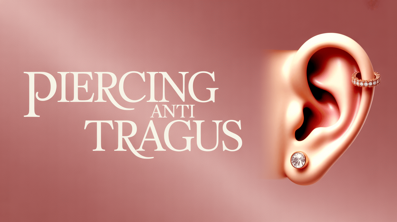Oreille avec piercing anti tragus doré