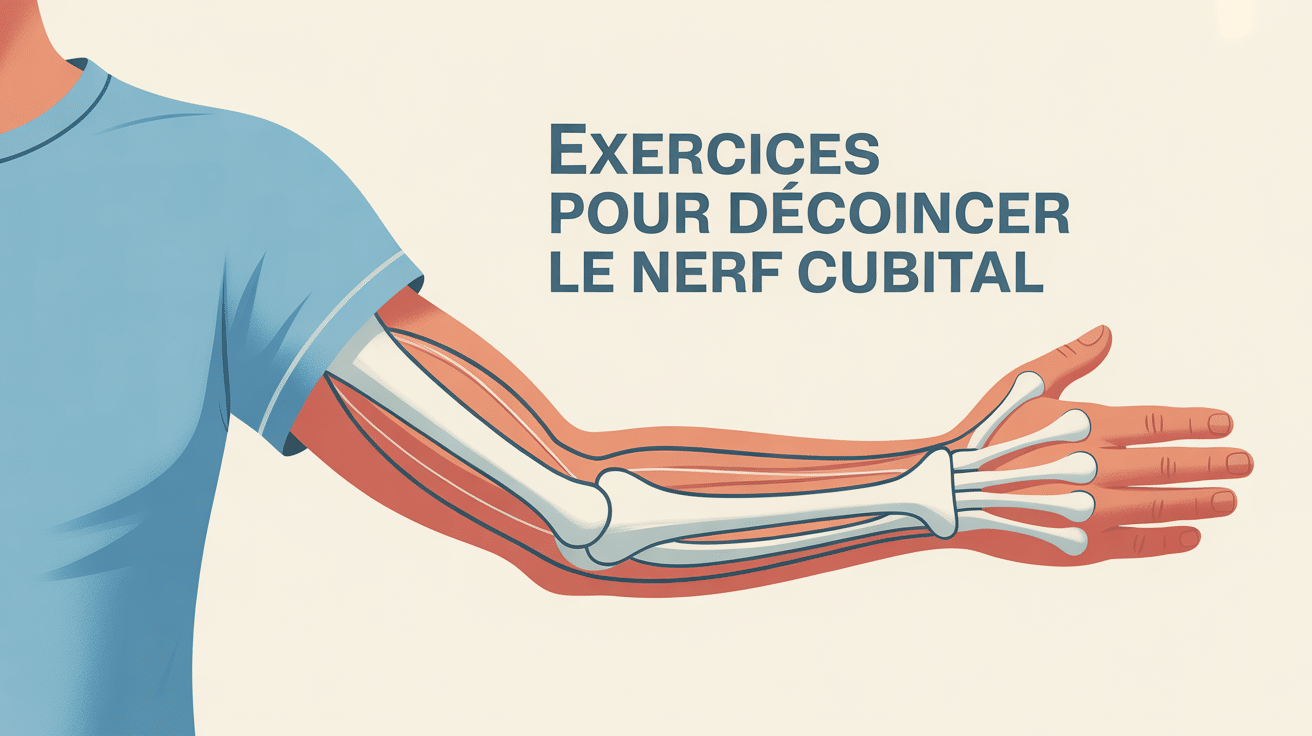 Exercice pour décoincer nerf cubital trajet compression coude illustration