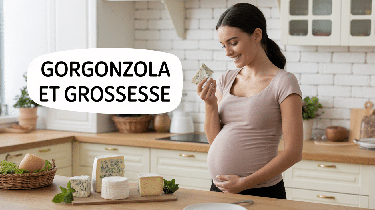 femme enceinte cuisine moderne avec gorgonzola enceinte