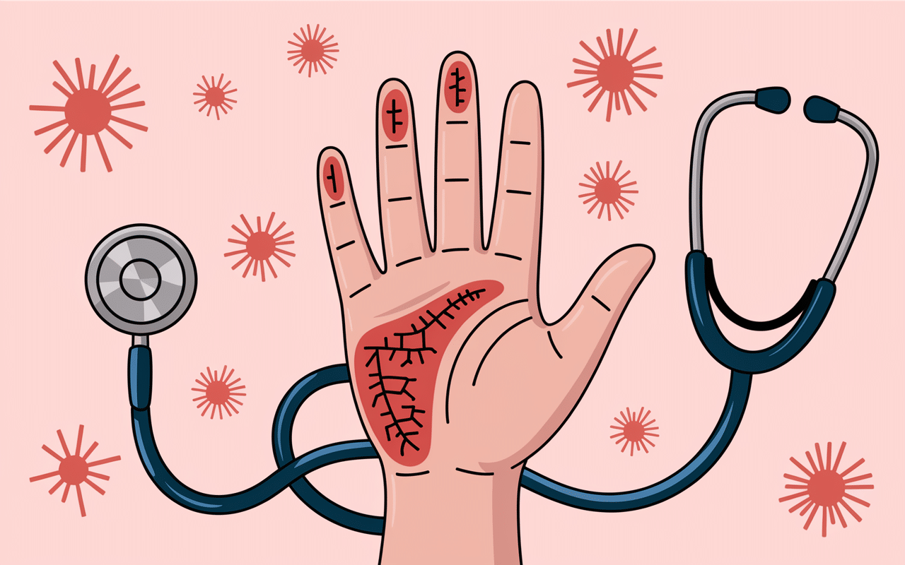 Causes médicales grattage main droite illustration zones cutanées