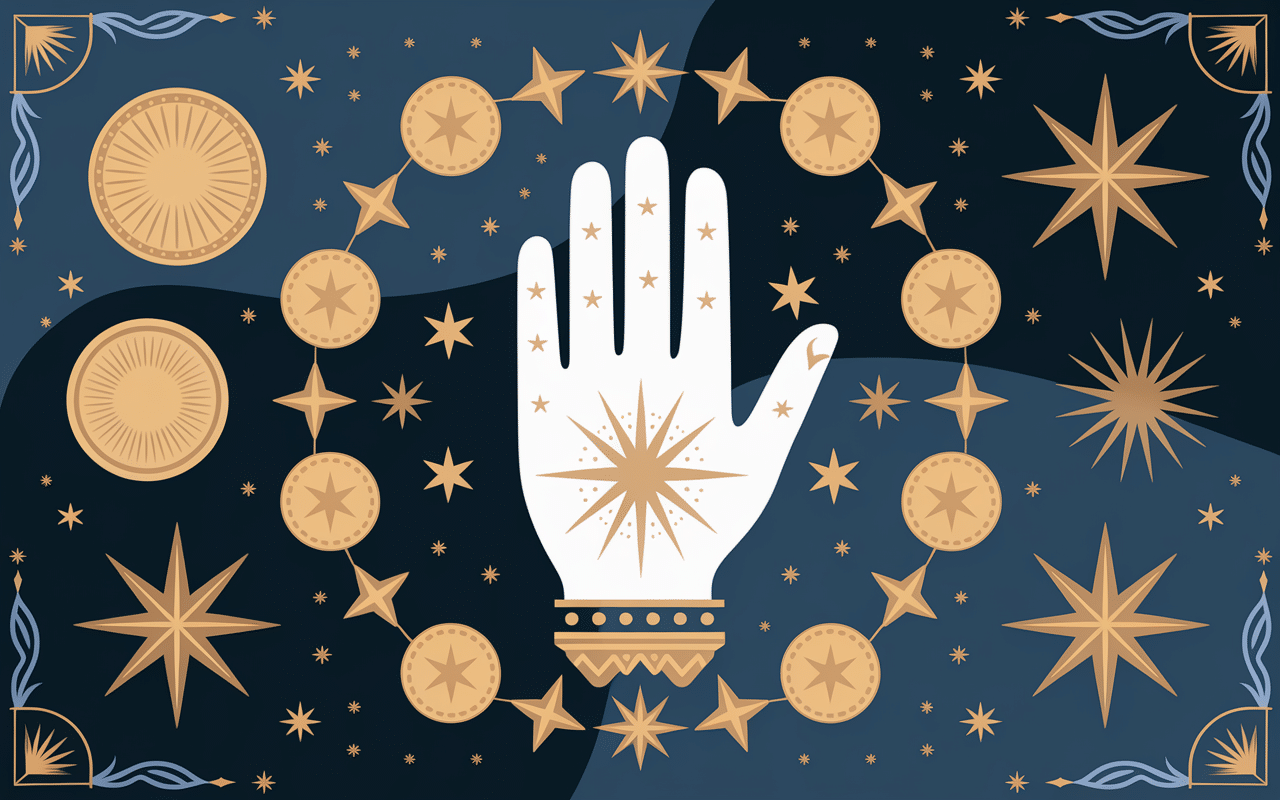 Symboles folkloriques grattage main droite et pièces dorées