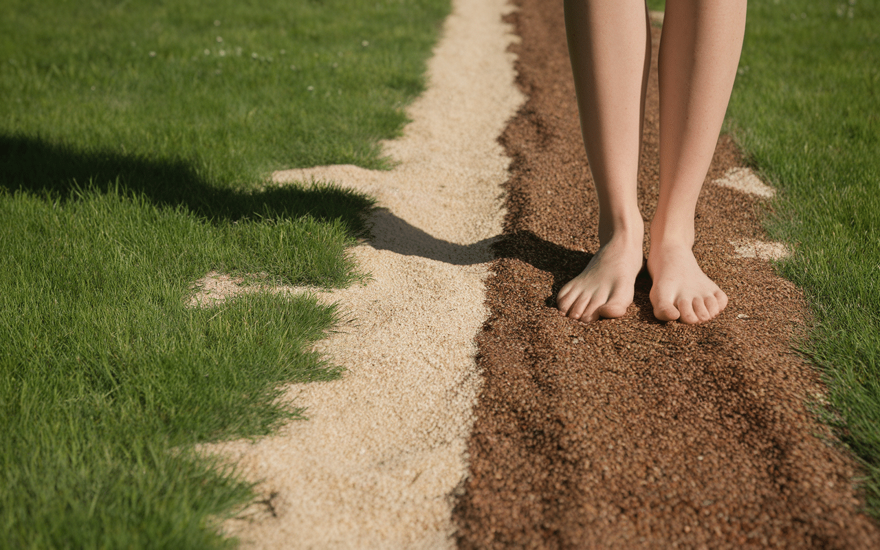 Grounding pieds nus sur herbe sable terre illustration