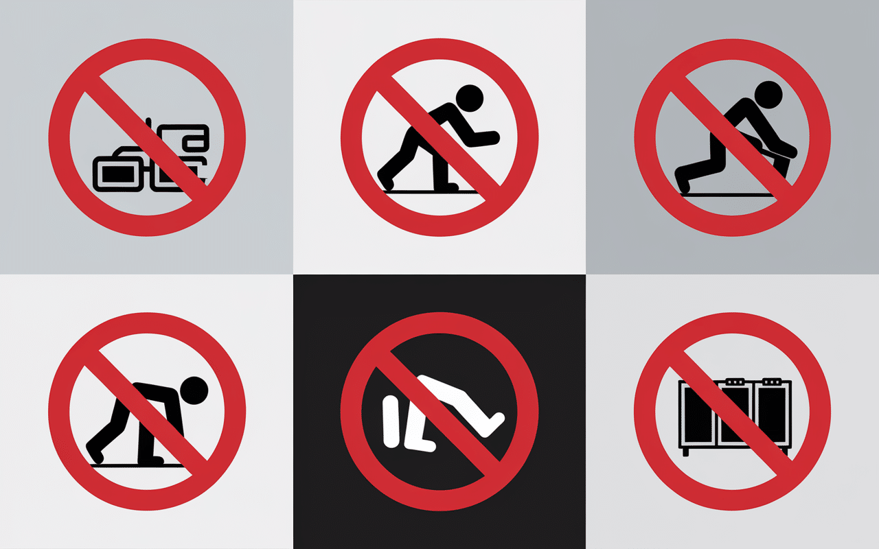 hernie inguinale mouvements à éviter, icônes exercices dangereux interdits