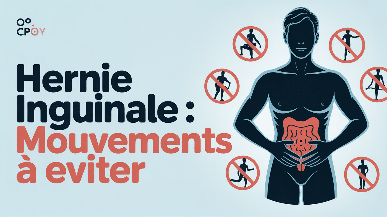 hernie inguinale mouvements à éviter, illustration zone abdominale et interdictions