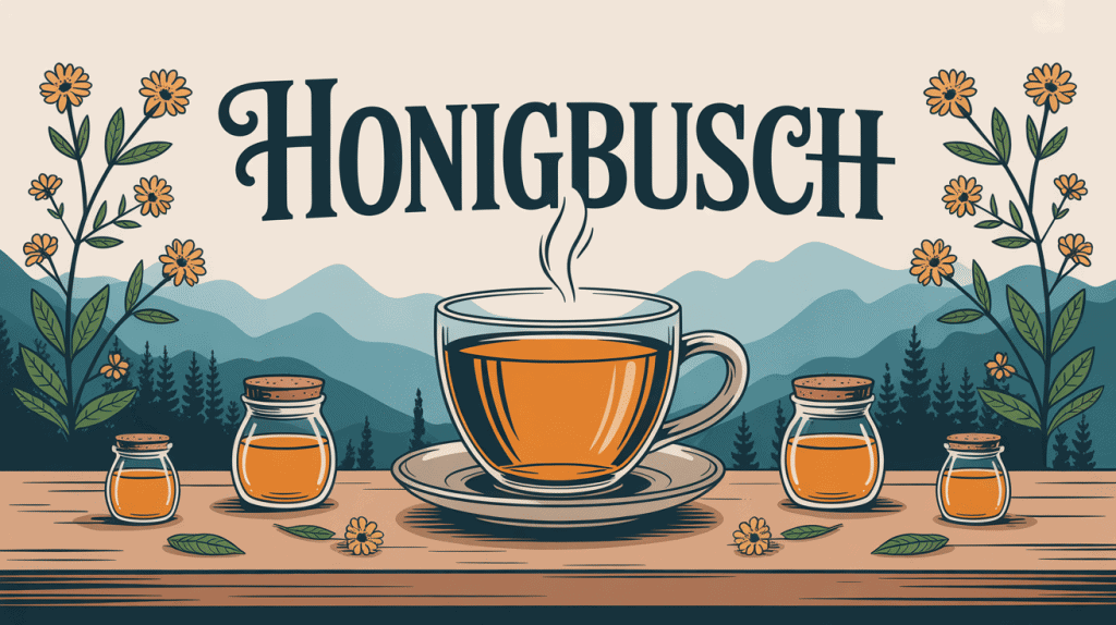 tasse fumante honigbusch sur table bois branchages fleuris