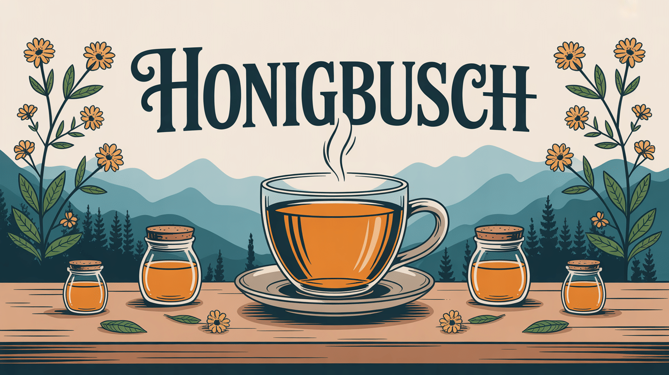 tasse fumante honigbusch sur table bois branchages fleuris