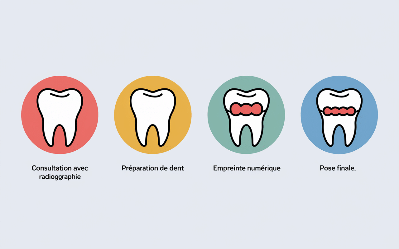 Étapes traitement onlay dentaire consultation pose