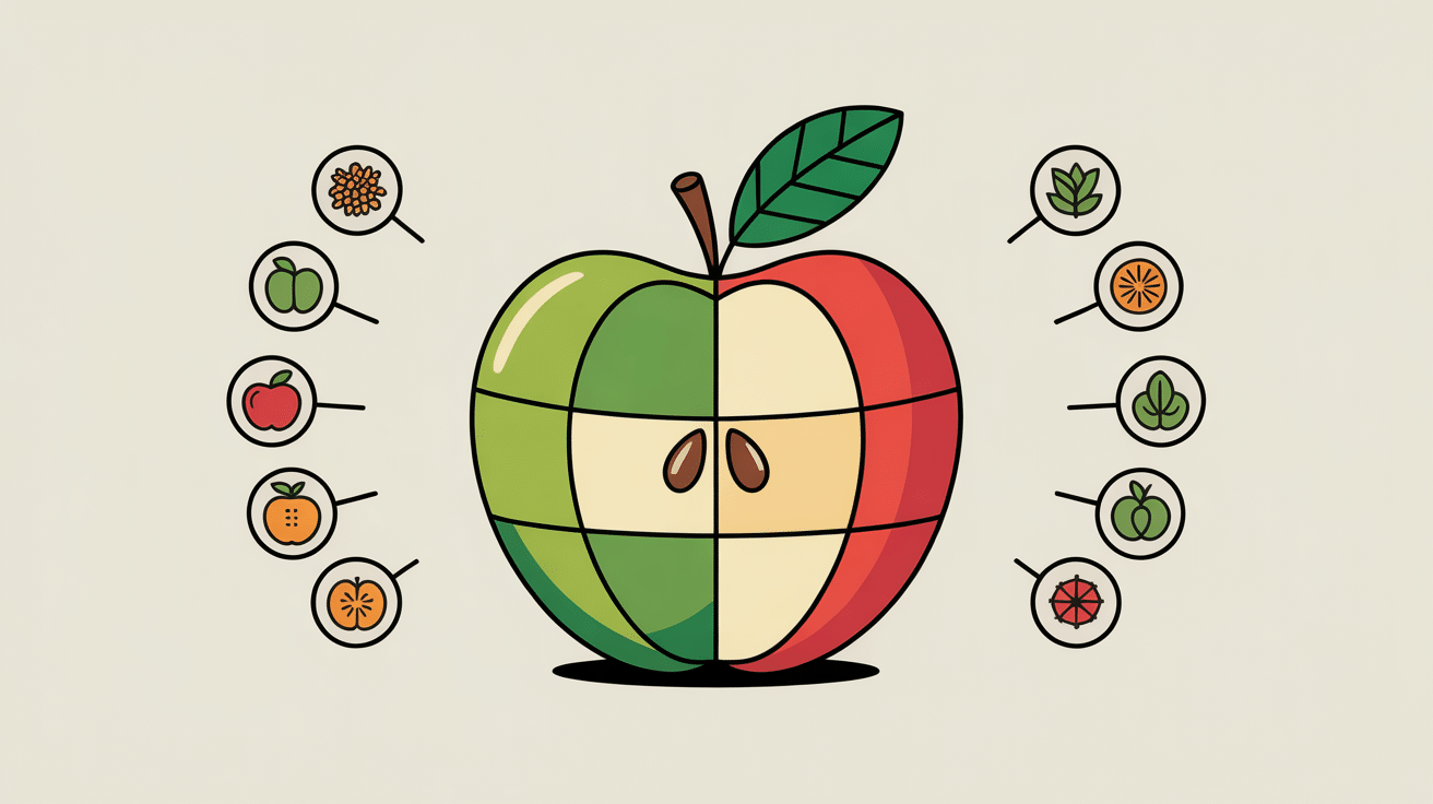 Quartiers de pomme et nutriments calories pomme