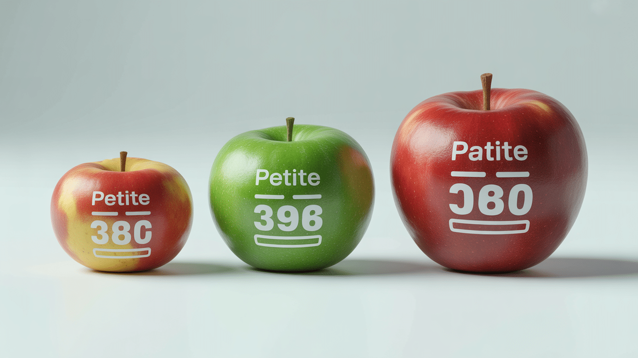 Différentes tailles de pommes et calories pomme