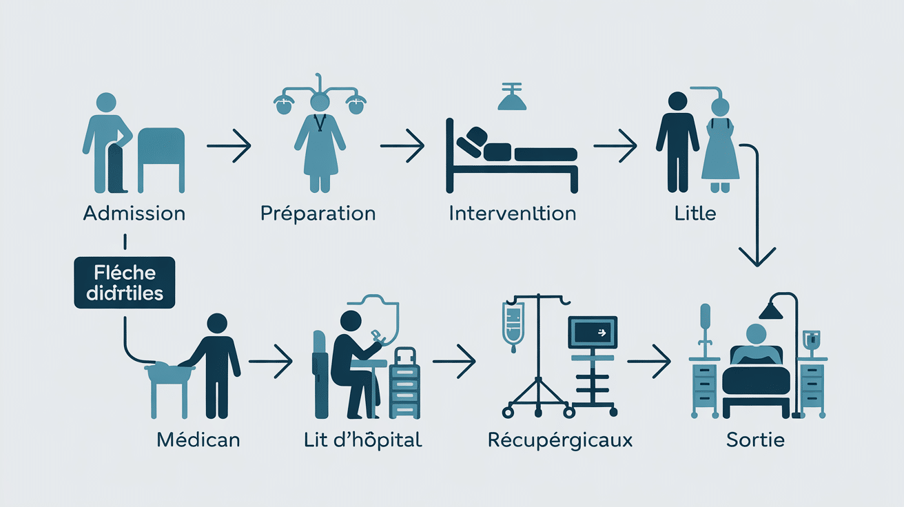 Étapes séjour hospitalier calcul rénal durée hospitalisation