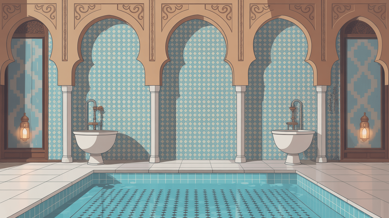 Intérieur hammam Marseille mosaïques décor oriental