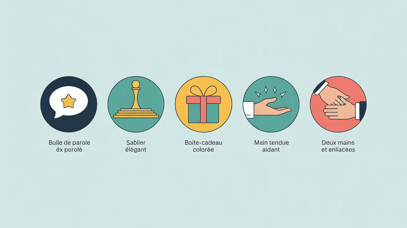 Infographie icônes les 5 langages de l'amour