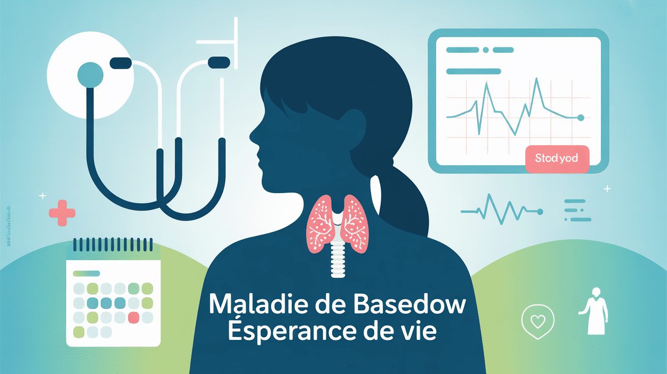 Maladie de Basedow espérance de vie silhouette thyroïde stéthoscope