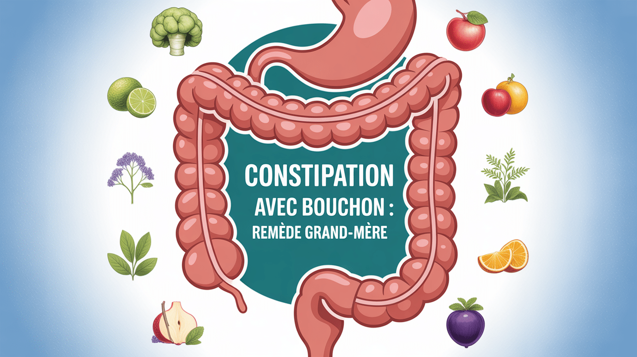 Schéma remède de grand-mère constipation bouchon avec système digestif simplifié