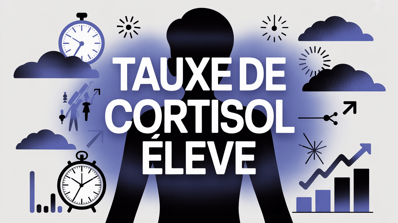 Illustration taux de cortisol eleve stress silhouette