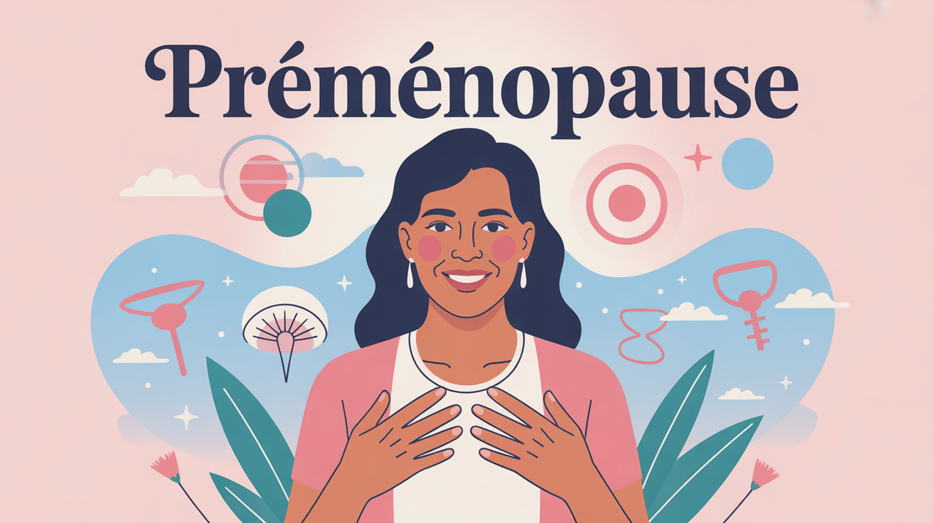 Illustration informative 35 symptôme préménopause ambiance rassurante