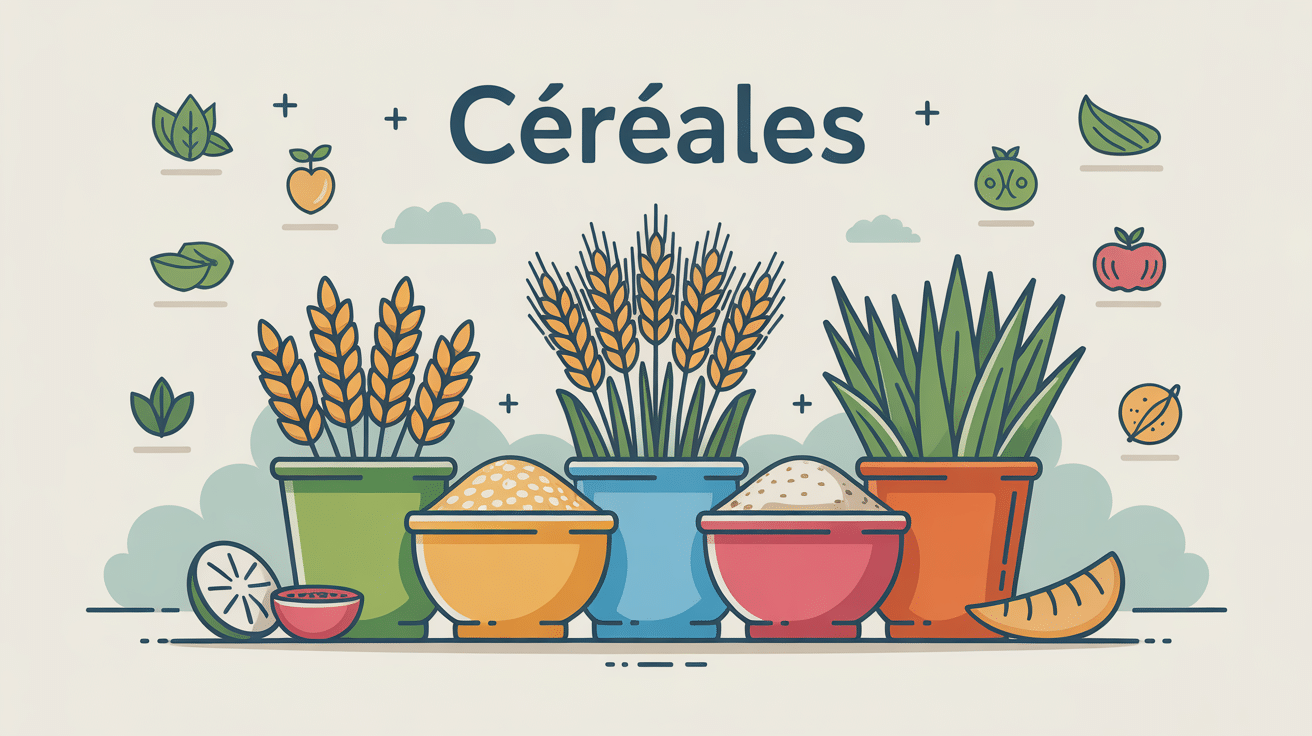 illustration céréales différents types et bienfaits