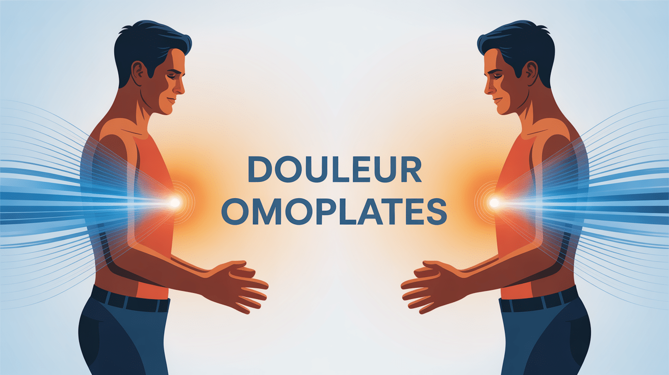 Illustration centrale douleur dans les omoplates fond rassurant