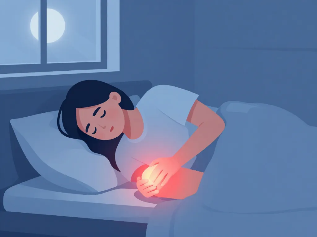 Personne souffrant de douleur genou au repos la nuit dans son lit