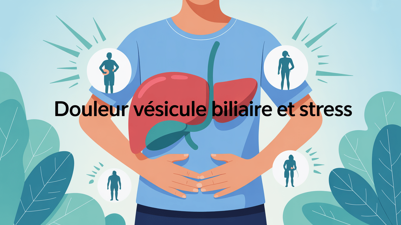Illustration douleur vésicule biliaire stress, lien et symptômes