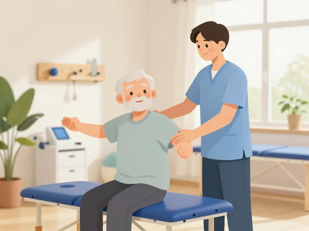 Scène de rééducation pour l'espérance de vie après une fracture du col du fémur