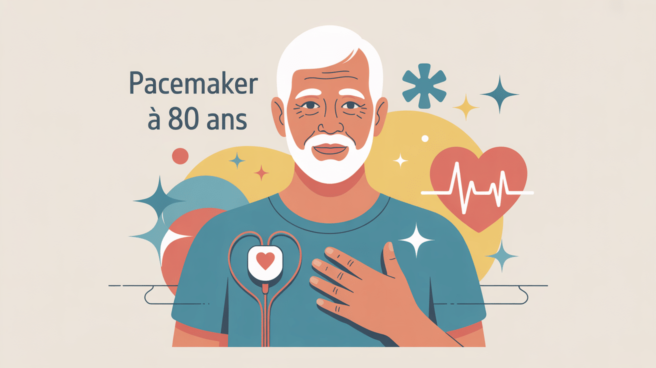 illustration pose d'un pacemaker 80 ans ambiance rassurante