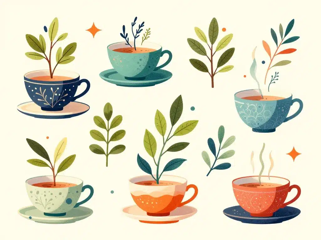 thé minceur illustration différents types ingrédients