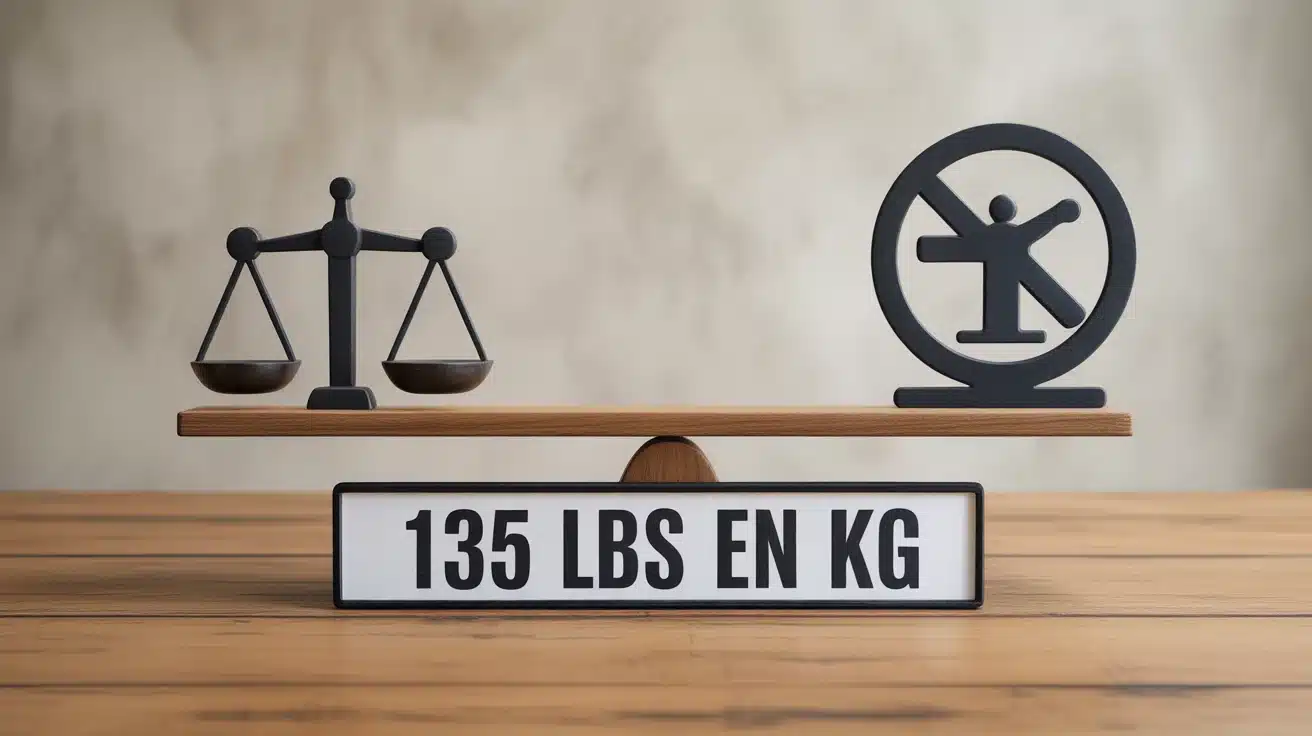 Illustration conversion 135 lbs en kg avec balance