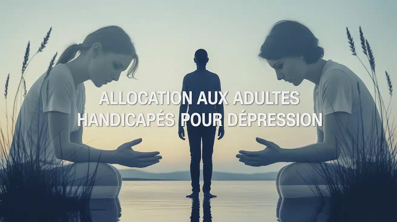 Illustration vectorielle Allocation aux Adultes Handicapés pour dépression avec silhouette et soutien