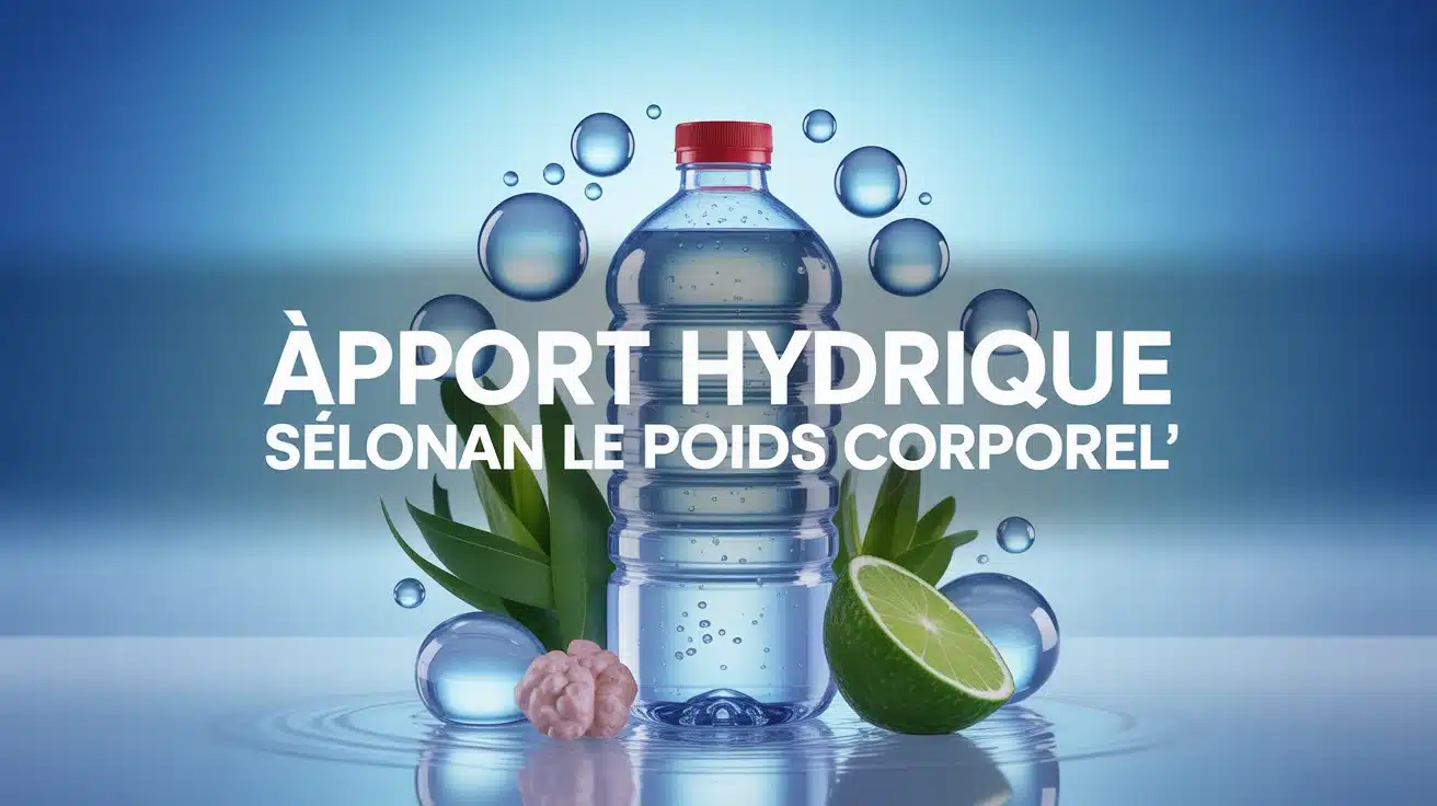 balance poids corporel avec bouteille d'eau apport hydrique selon le poids corporel