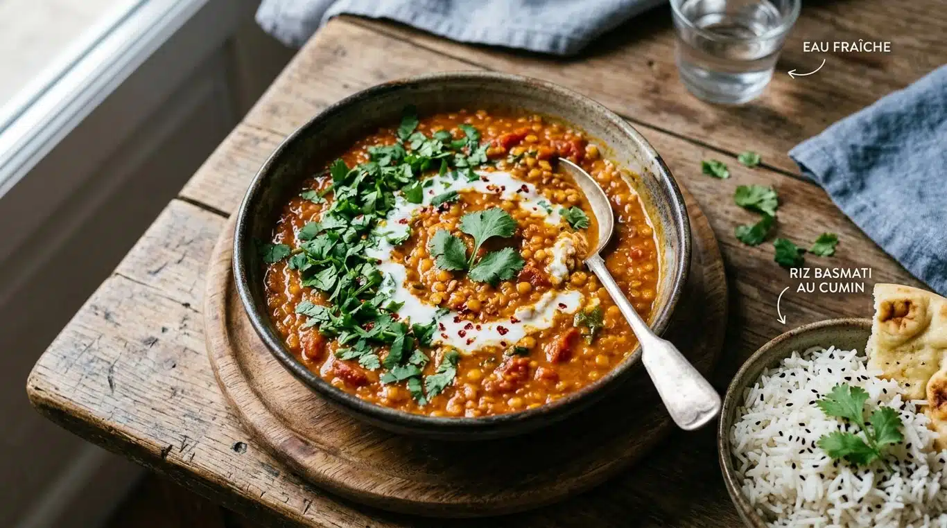 Bol de curry de lentilles corail au lait de coco