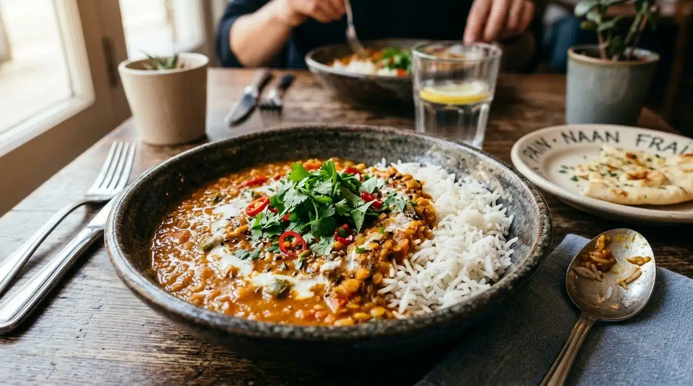 Curry de lentilles corail au riz basmati