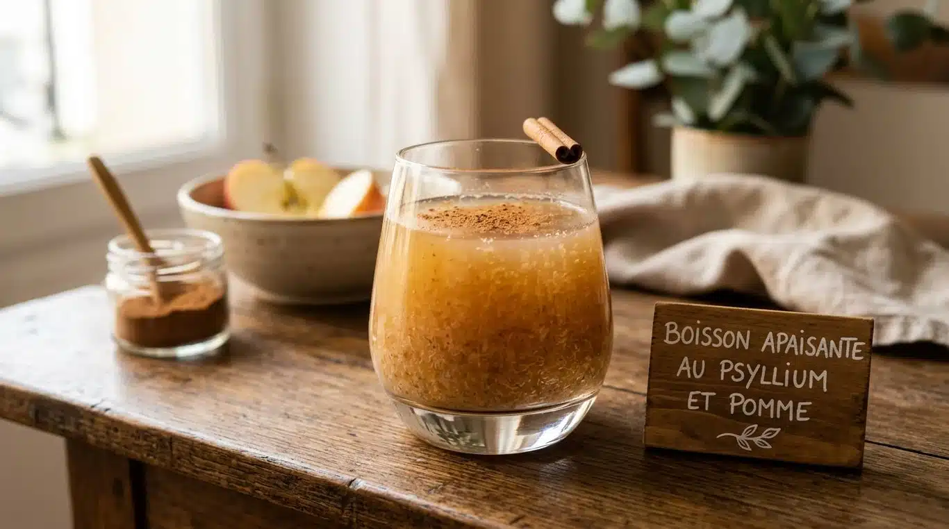 Boisson apaisante au psyllium et à la pomme