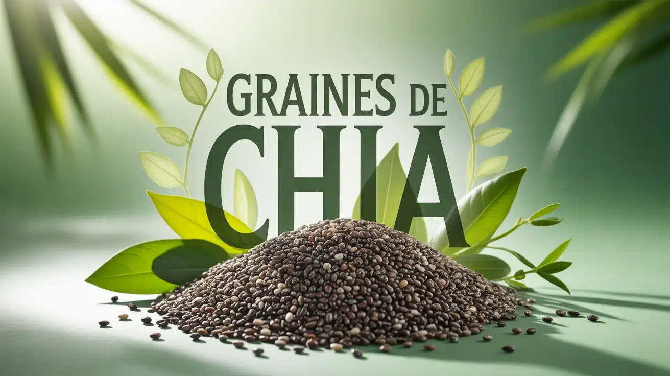 Illustration vectorielle de graines de chia avec symboles santé et nutrition