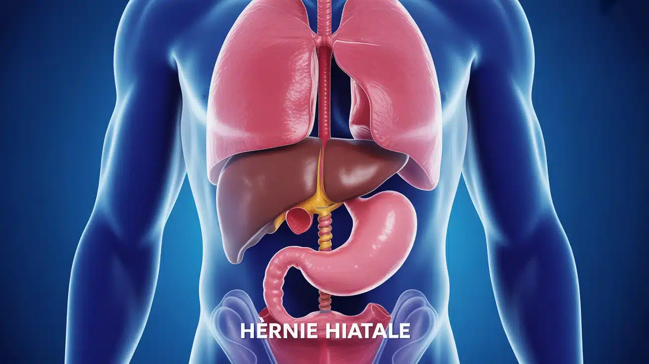 Schéma hernie hiatale passage estomac thorax diaphragme