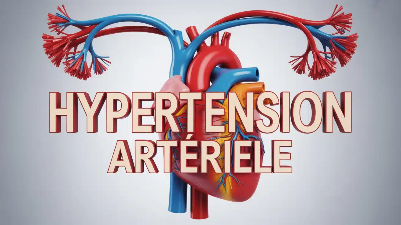 Illustration vectorielle hypertension artérielle avec cœur et artères stylisées