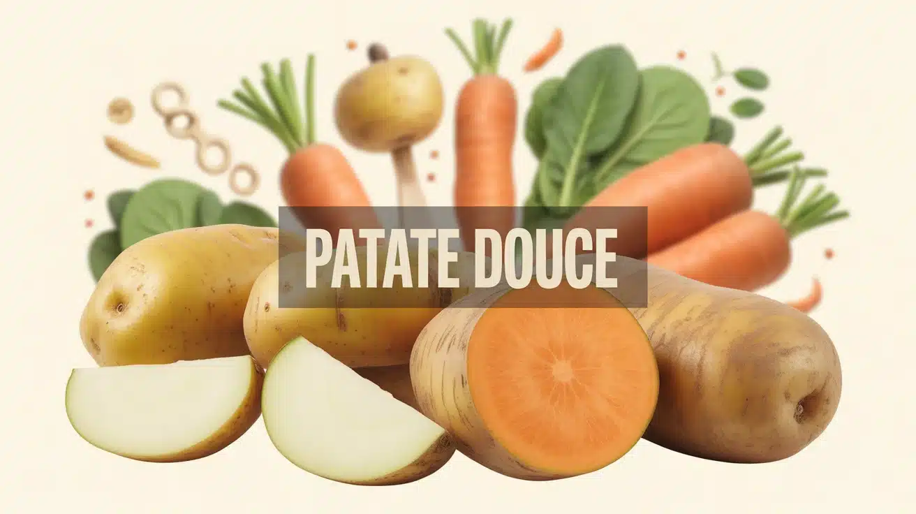Illustration patate douce avec éléments nutritionnels